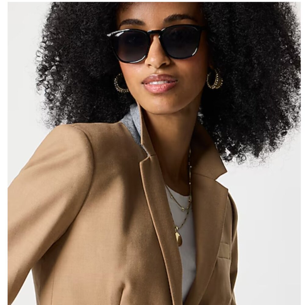 J.Crew Factory Original Schoolboy Blazer Woman Size 4 Tan Camel / Wool Blend - Picture 6 of 8